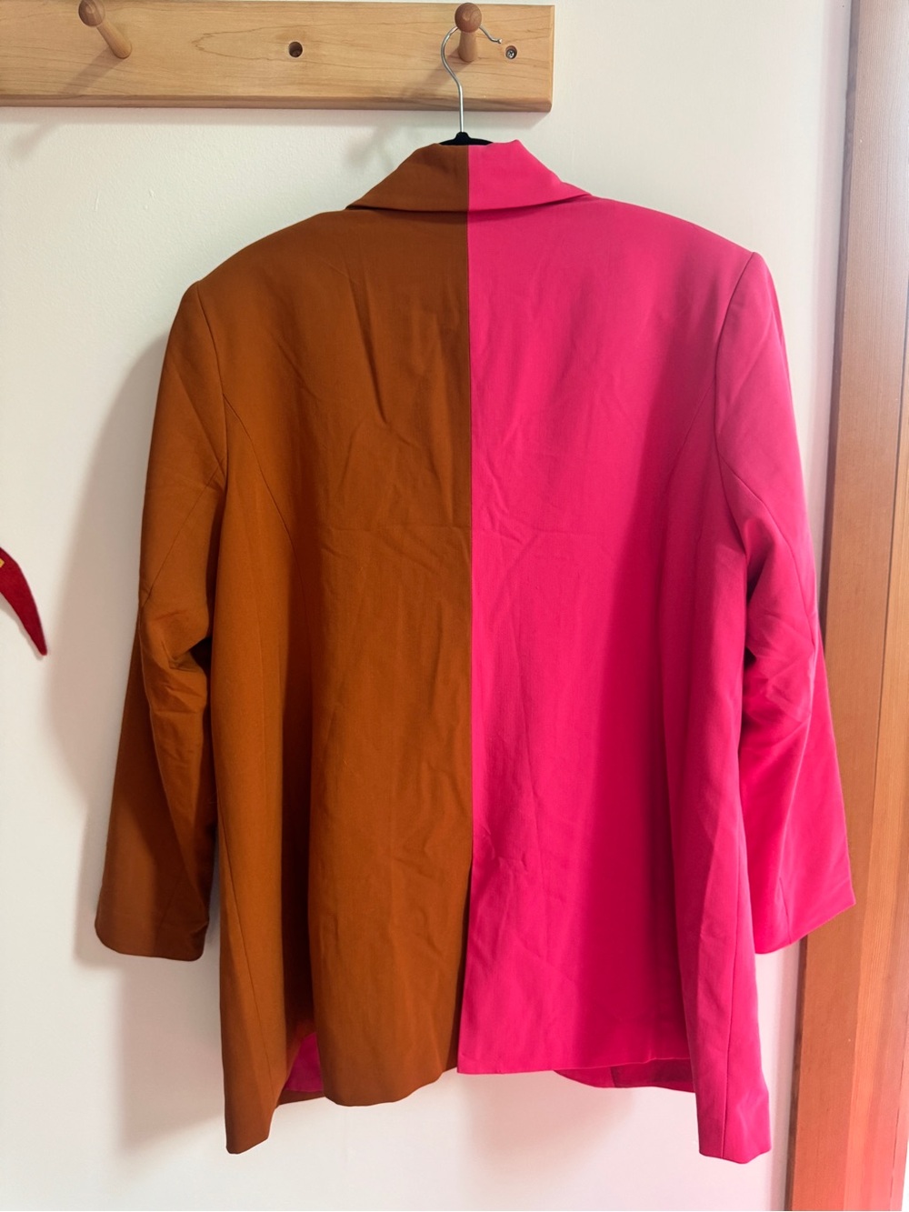 Eloquii Two-Tone Pink and Orange Colorblock Blazer - Picture 3 of 4